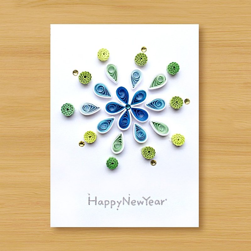 Handmade Roll Paper Card _ Fireworks _D ... New Year Greeting Card, Thank You Card, Universal Card - การ์ด/โปสการ์ด - กระดาษ สีน้ำเงิน
