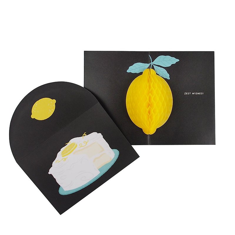 Three-dimensional small card-a lemon [Up With Paper- three-dimensional card birthday wishes] - การ์ด/โปสการ์ด - กระดาษ สีดำ