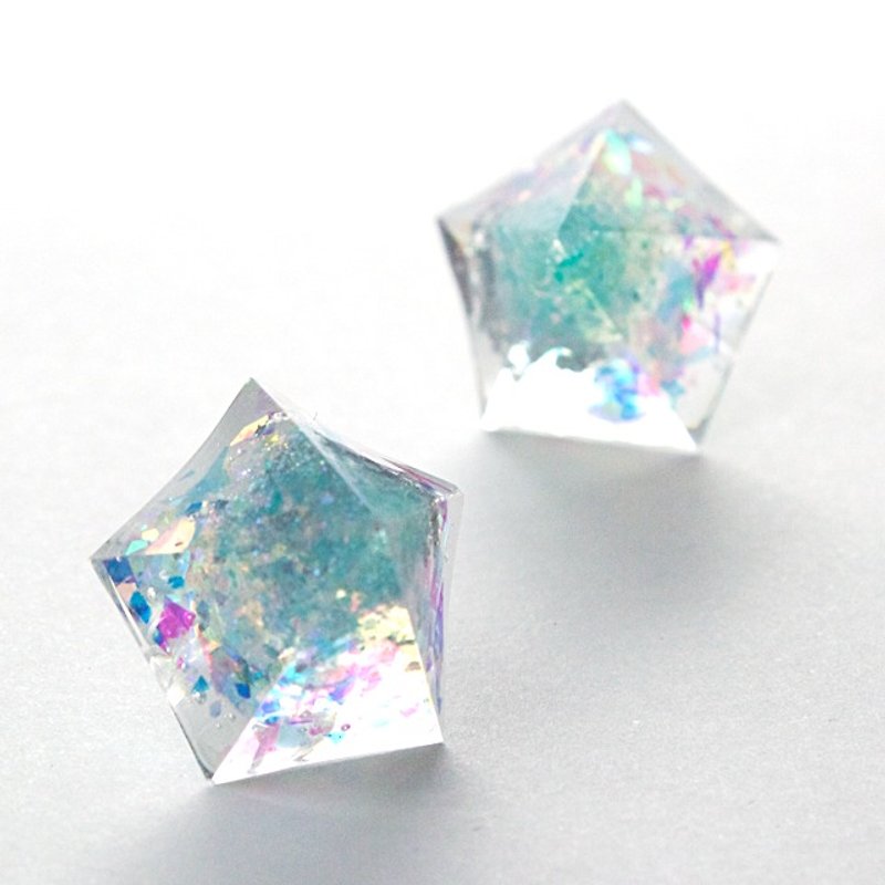 Pentagon earrings (Zanzibar) - Earrings & Clip-ons - Other Materials Blue