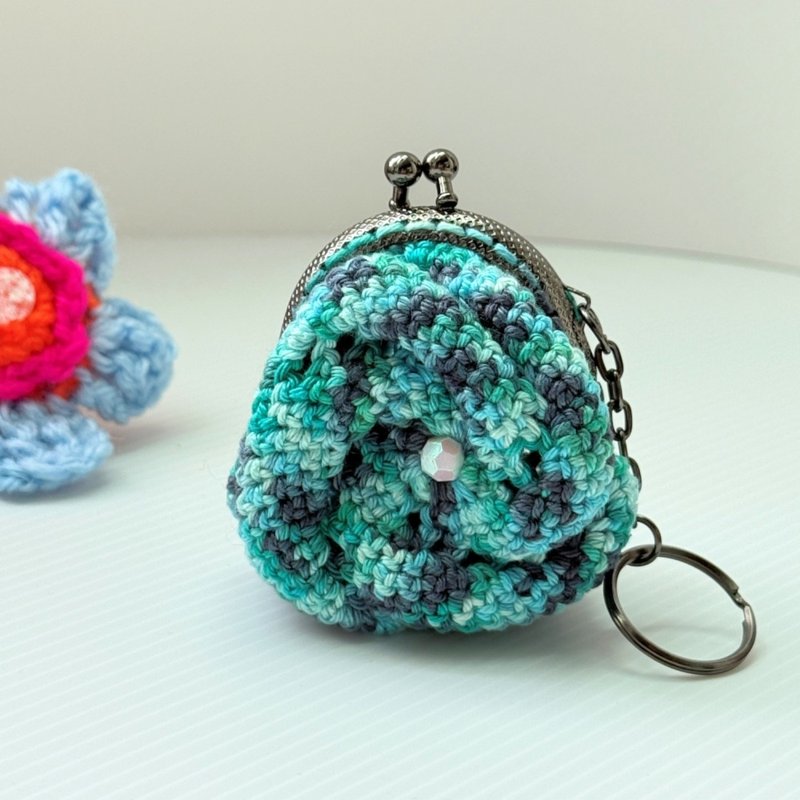 海嵐旋花・鉤針口金零錢包 | 5cm口金 - 零錢包/小錢包 - 棉．麻 多色