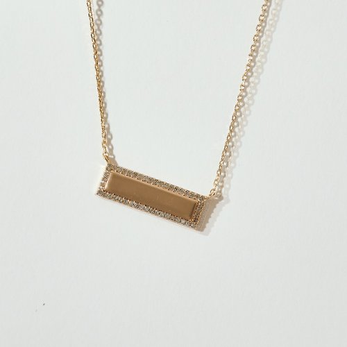 SOIRÉE BY N.Y. 蒔華芮設計師輕珠寶 精工鑲鑽線條項鍊 ( 共三色 / 長方形 )