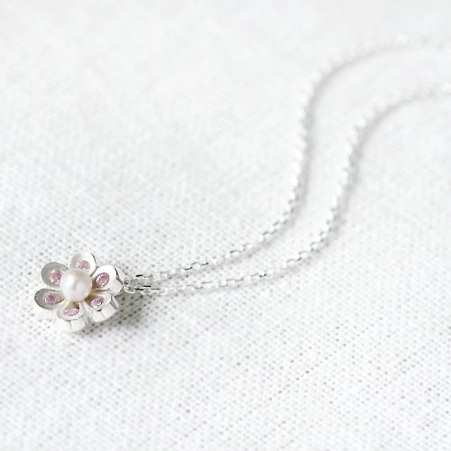 cloud-jewelry Pink Flower Pearl ネックレス 925 Sterling Silver