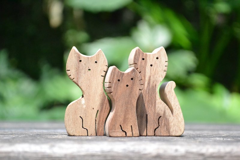 貓咪三胞胎。手工小木作 - 擺飾/家飾品 - 木頭 