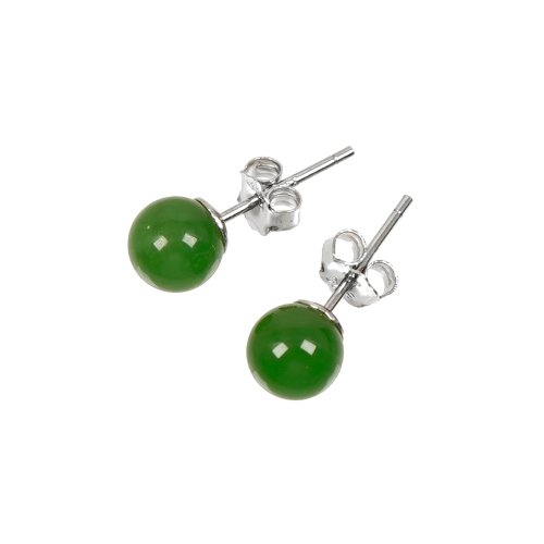 正佳珠寶 Gemsrich Jewelry 【正佳珠寶】和田碧玉 頂級蘋果綠碧玉 6mm 和田碧玉耳釘