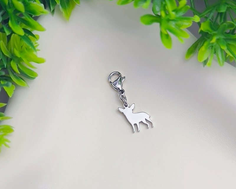 吉娃娃小吊飾- 狗狗剪影系列-抗敏醫療鋼 - 吊飾/掛飾 - 不鏽鋼 銀色