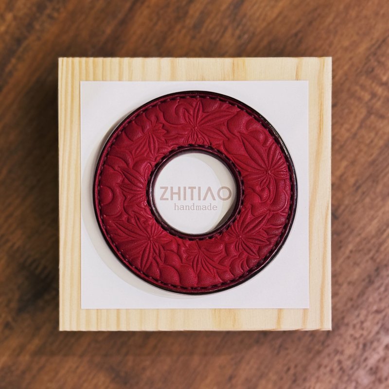 原創手工製作牛皮劍道刀鐔 楓林云海 紅色 劍鍔 Tsuba - 運動配件 - 真皮 紅色