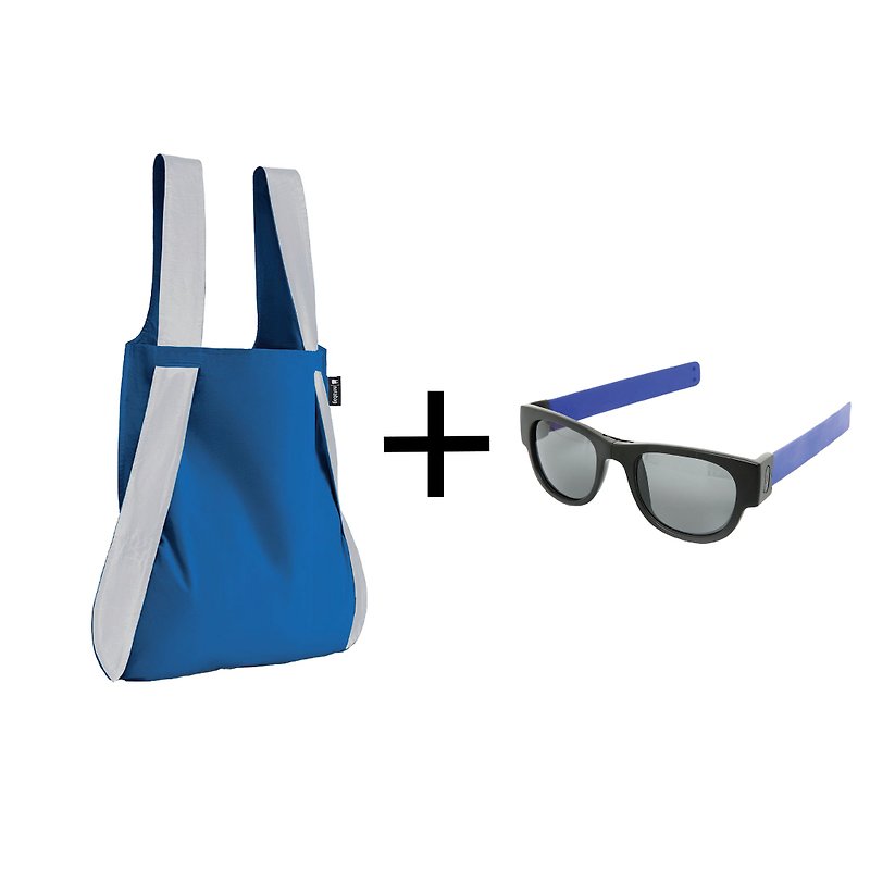 德國Notabag反光銀-希臘藍+紐西蘭SlapSeePro偏光太陽眼鏡-品味藍 - 手袋/手提袋 - 棉．麻 藍色