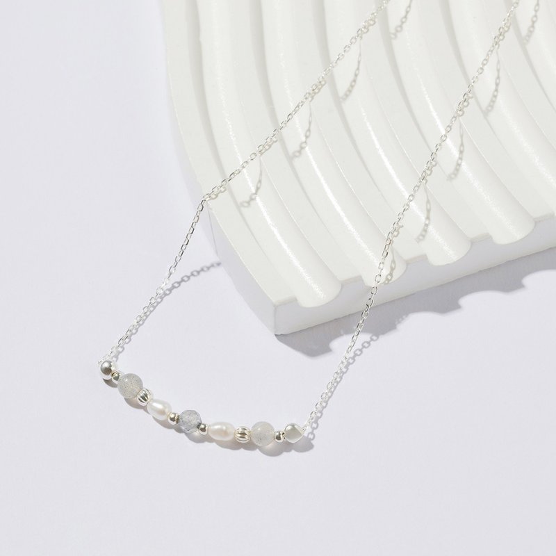 Dawn | Labradorite Pearl S925 Sterling Silver | Natural Crystal Necklace - สร้อยคอ - คริสตัล 