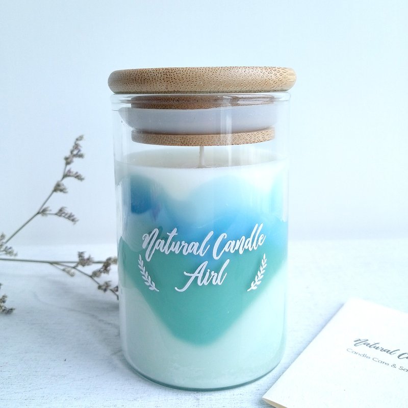 Fairy tale Mountain Pink & Blue | Natural Soywax Candle | Fig Orange | gift - เทียน/เชิงเทียน - แก้ว สีเขียว