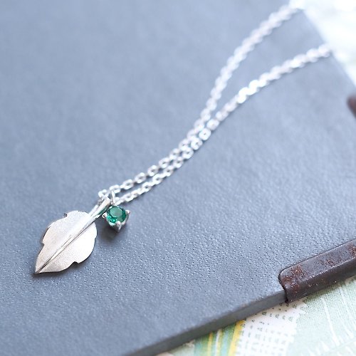 cloud-jewelry Emerald リーフ ネックレス シルバー925