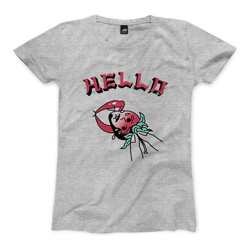 Eating strawberries - Deep Heather Grey - Women's T-Shirt - เสื้อยืดผู้หญิง - ผ้าฝ้าย/ผ้าลินิน 