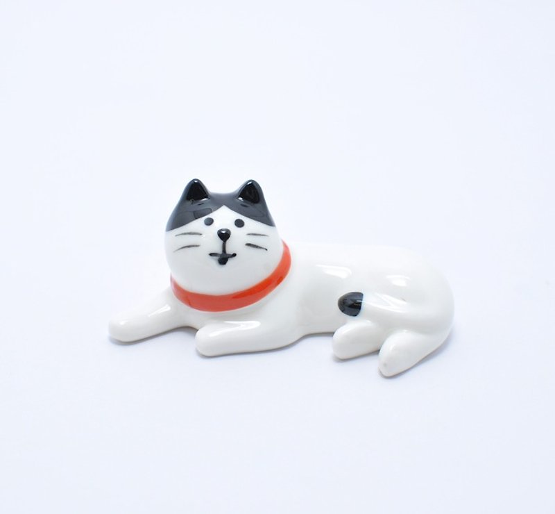 [Japan Decole] concombre healing chopsticks / paperweight / pen holder (eight black and white cats) - ตะเกียบ - ดินเผา สีดำ