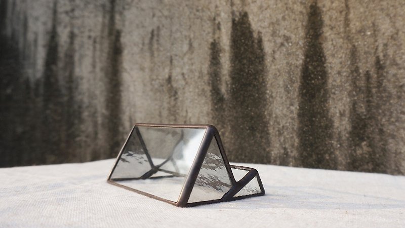 Xiaolu Shimmer - gray mobile phone holder, business card holder, storage rack, glass inlaid - Other - Glass Gray