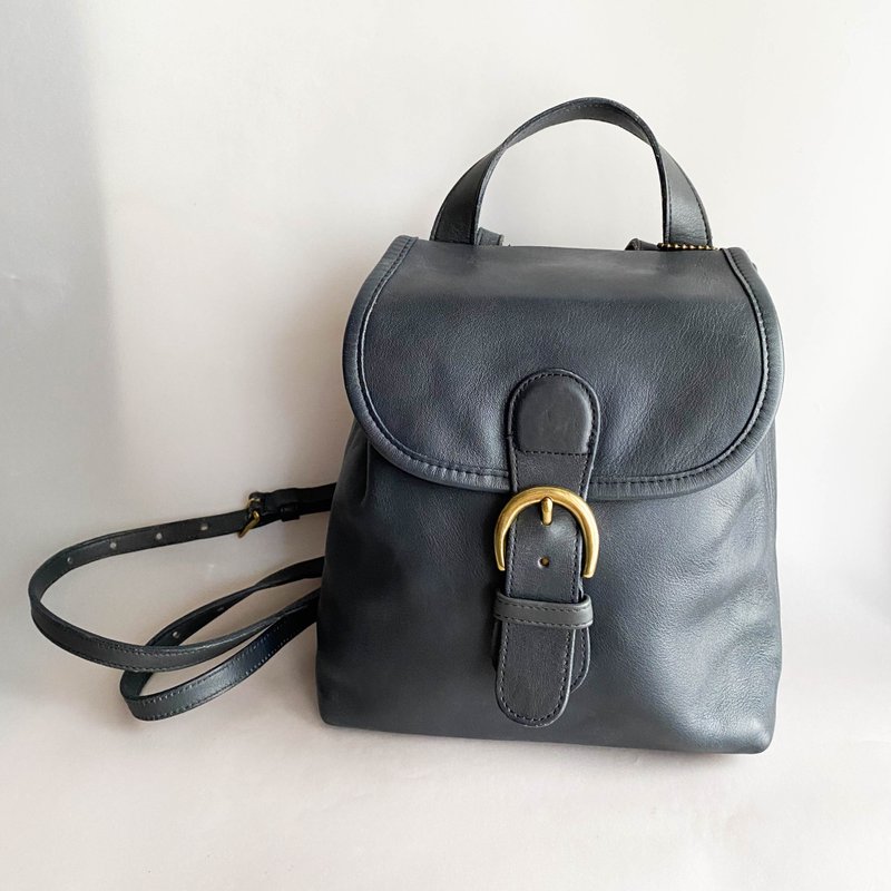 Second-hand Coach│Black Backpack│Rucksack│Genuine Leather│Made in USA│Vintage│Backpack - กระเป๋าเป้สะพายหลัง - หนังแท้ สีดำ