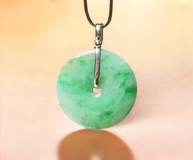 冰種三彩平安扣項鍊18K金鑲嵌墜頭| 天然緬甸玉翡翠A貨| 送禮瓔珞珠寶盒