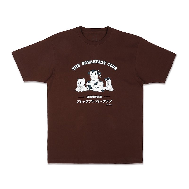 The Breakfast Club American nostalgic short-sleeved T-shirt series dark brown/chocolate color - Unisex Hoodies & T-Shirts - Cotton & Hemp Brown