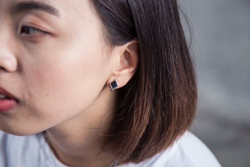 Edges / black purple / earrings ear acupuncture allergy - Earrings & Clip-ons - Acrylic 