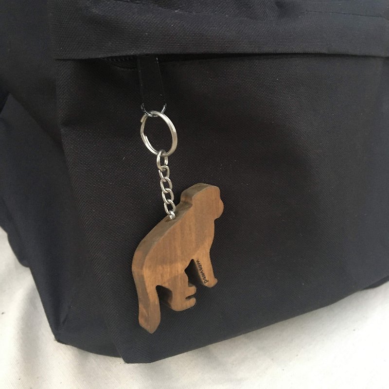 woowood-原木鑰匙圈-猴 - 鑰匙圈/鑰匙包 - 木頭 咖啡色