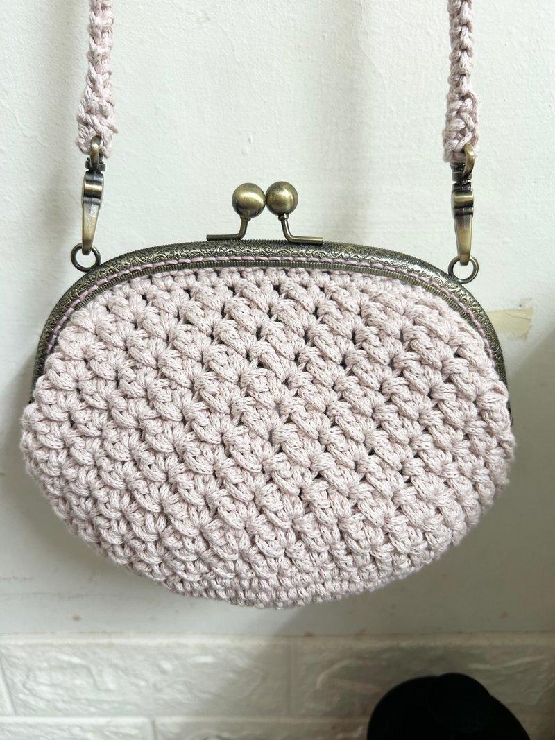 手工編織粗棉線口金側背包 - 側背包/斜背包 - 棉．麻 