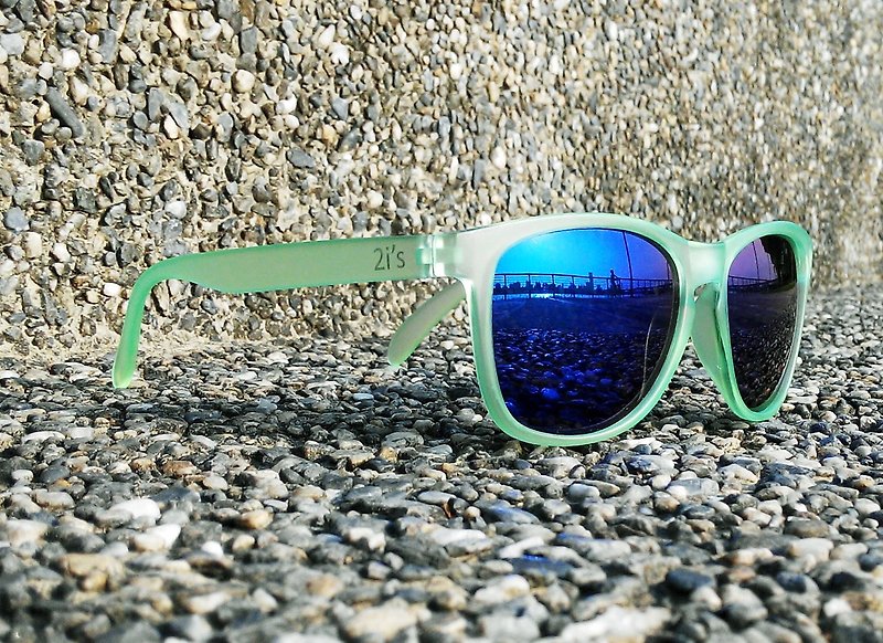 太陽眼鏡│霧面綠色框│藍色反光鏡片│墨鏡│抗UV400│2is Gino - 眼鏡/眼鏡框 - 塑膠 綠色
