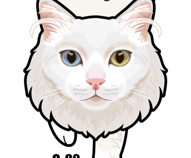 オリジナルペイント　白猫 猫がいる風景🐈 ＊ さば白猫さん ちょっと乗り出し気味で