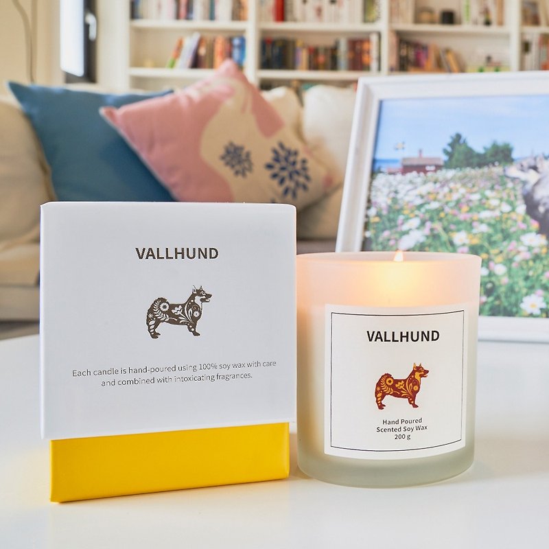 北歐瑞典設計 柯基犬香氛大豆蠟燭-木質溫和(大) 200克 - 香氛蠟燭/燭台 - 蠟 黃色