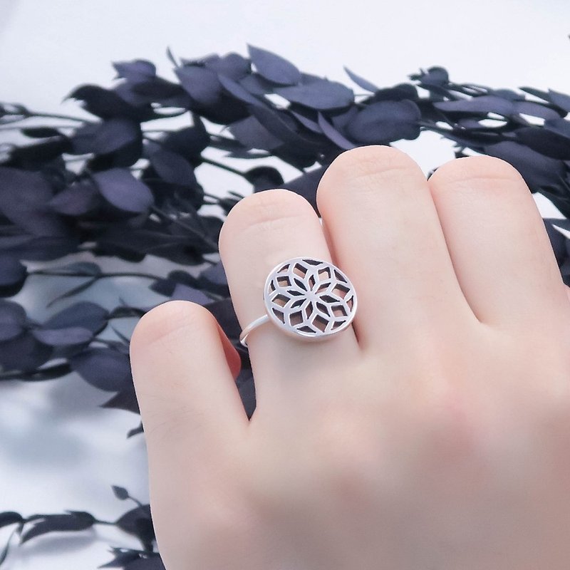Customized window grille and official ring 925 sterling silver ring-ART64 - แหวนทั่วไป - โลหะ สีเงิน