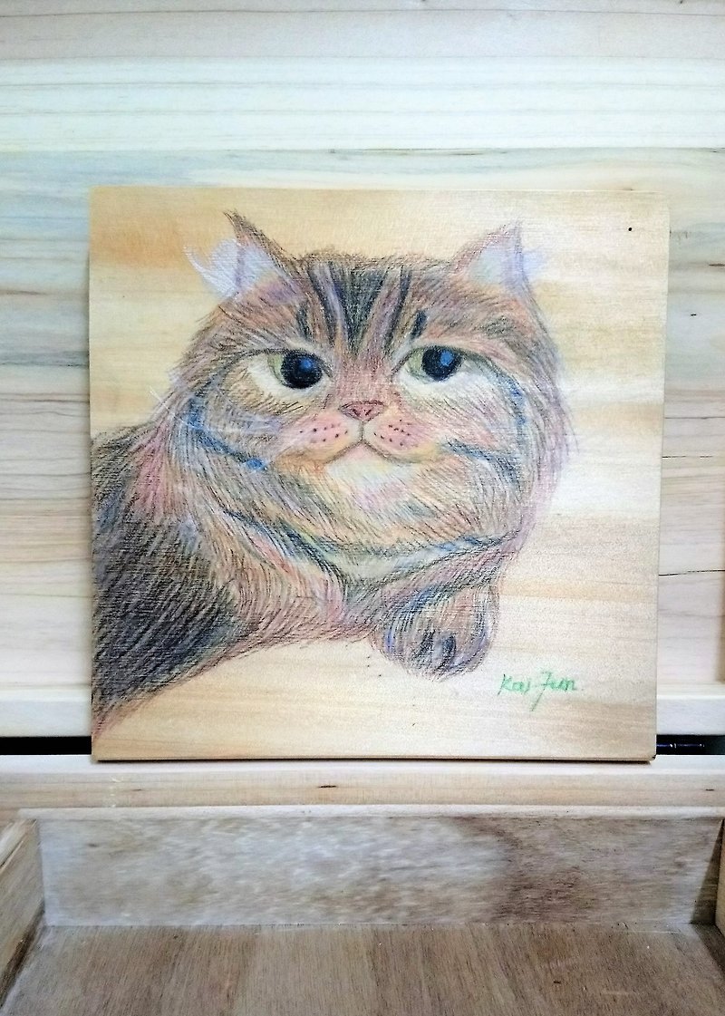 Chubby Cat 色鉛筆畫創作 - 掛牆畫/海報 - 顏料 多色