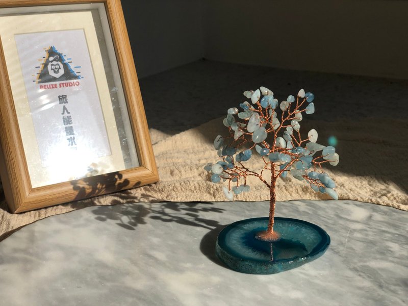 圖藍迅斯坦塔 信念之石 海藍寶水晶樹【能量水晶守護者】 - 擺飾/家飾品 - 水晶 藍色
