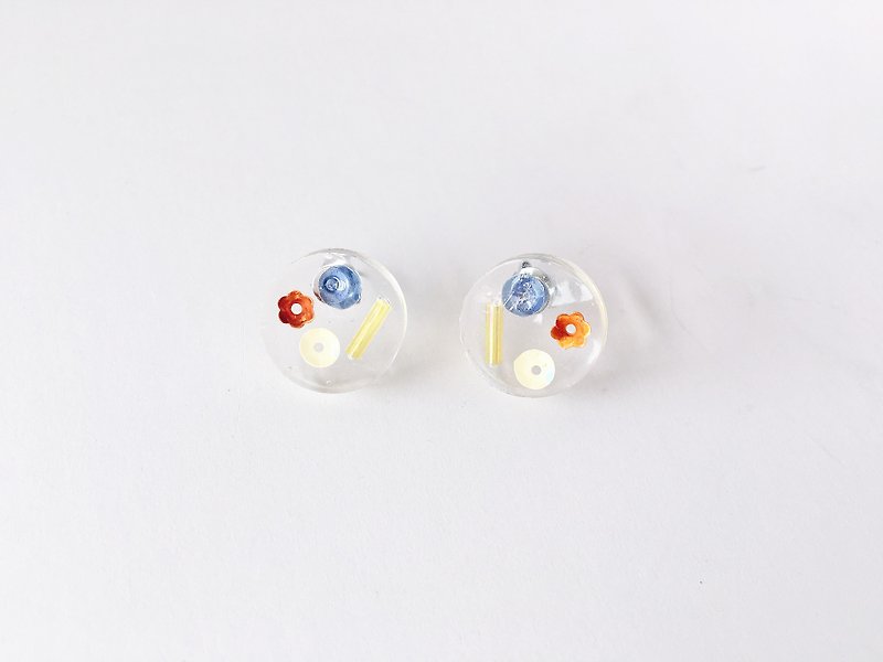 Glass ice fruit series - flower glass ear ear earrings ear pin / ear clip - Earrings & Clip-ons - Other Materials Multicolor