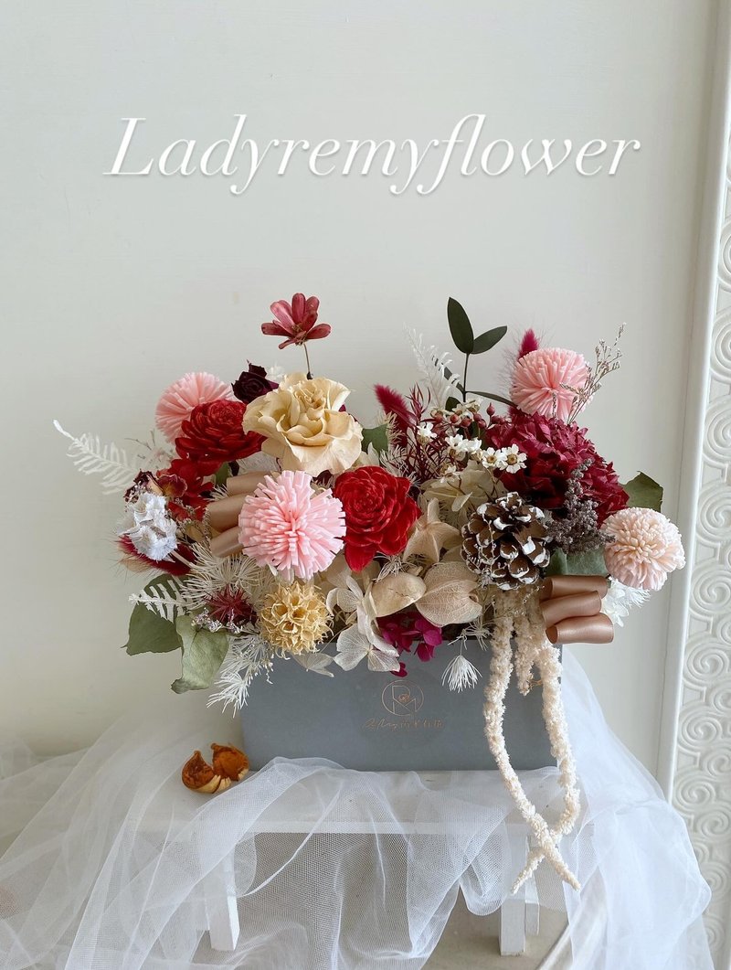 芮米有花_現貨 開幕花禮桌花 永生花乾燥花新居工作室推薦 - 乾花/永生花 - 植物．花 卡其色