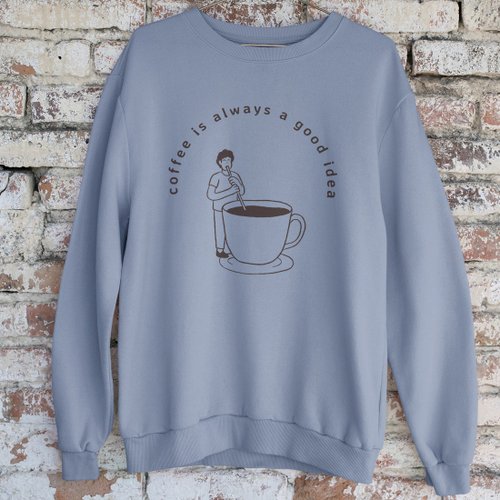hipster coffee good idea 中性大學T 刷毛 星空灰 秋冬禮物快速咖啡設祭