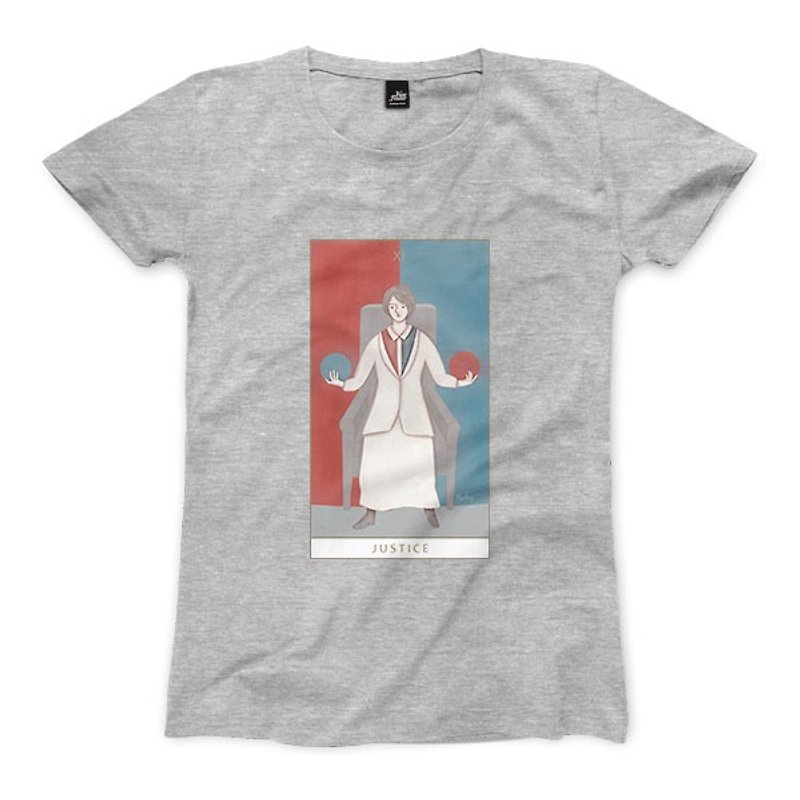 XI | The Justice - Deep Heather Grey - Women's T-Shirt - เสื้อยืดผู้หญิง - ผ้าฝ้าย/ผ้าลินิน 