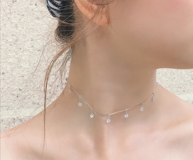 hippie* 輝夜│Shiny Zircon Sterling Silver Choker / Necklace