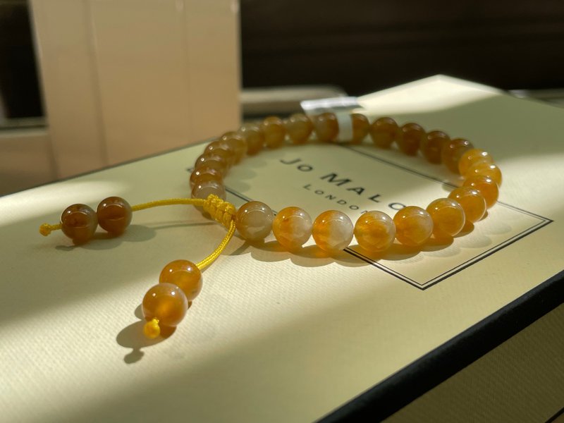 Fluctuation//Natural Jade A Grade Yellow Jade Bracelet - สร้อยข้อมือ - หยก 