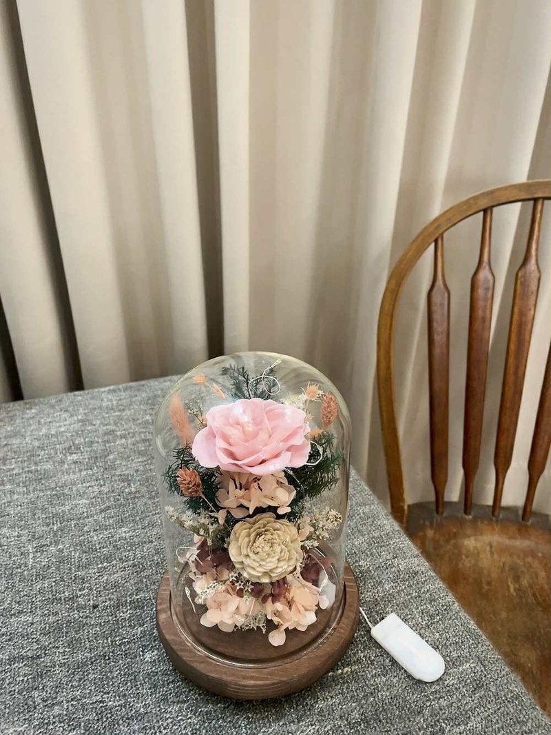 玻璃花罩【冬日煙粉】玻璃花盅 升遷 生日 開幕 新居 聖誕花禮 - 乾燥花/永生花 - 植物．花 