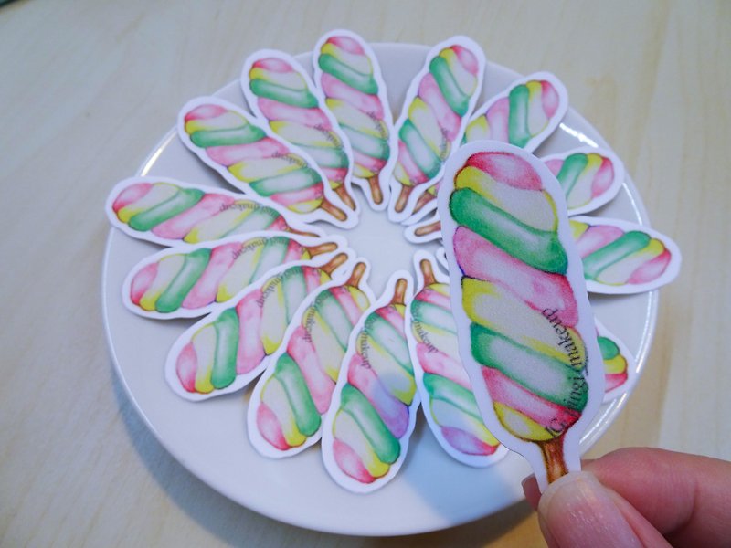 Hand tracing sweet colorful candy stickers set candy hand painted watercolor wind sticker pack - สติกเกอร์ - กระดาษ สึชมพู