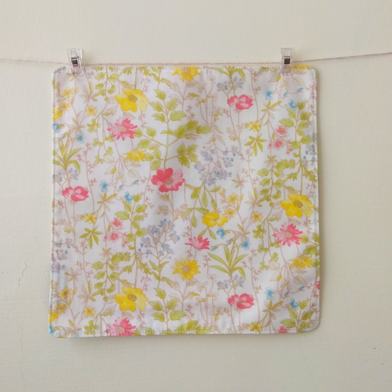 Japanese cotton handkerchief = flower set = beige (5 colors in total) - Handkerchiefs & Pocket Squares - Cotton & Hemp 
