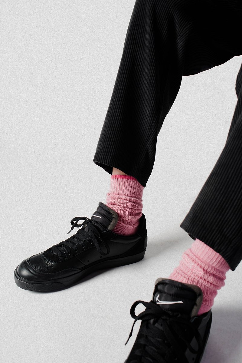 喜粉 - Layers 休閒長筒襪 - 襪子 - 棉．麻 粉紅色