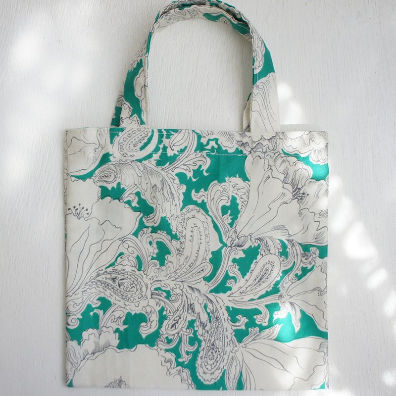 Ba-ba handmade mini shopping bag  No.RB40 - 手提包/手提袋 - 其他材質 綠色