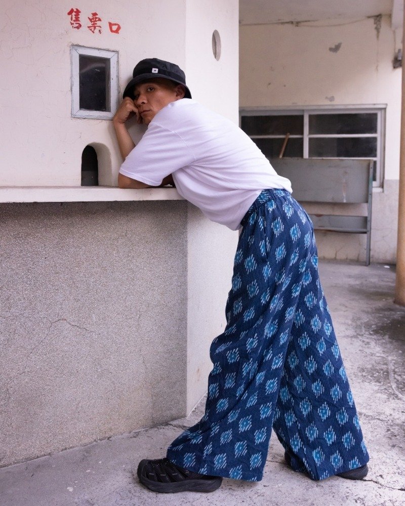 印度蓋染工藝純棉 男生長褲 － 浪花藍 - 男長褲/休閒褲 - 棉．麻 多色