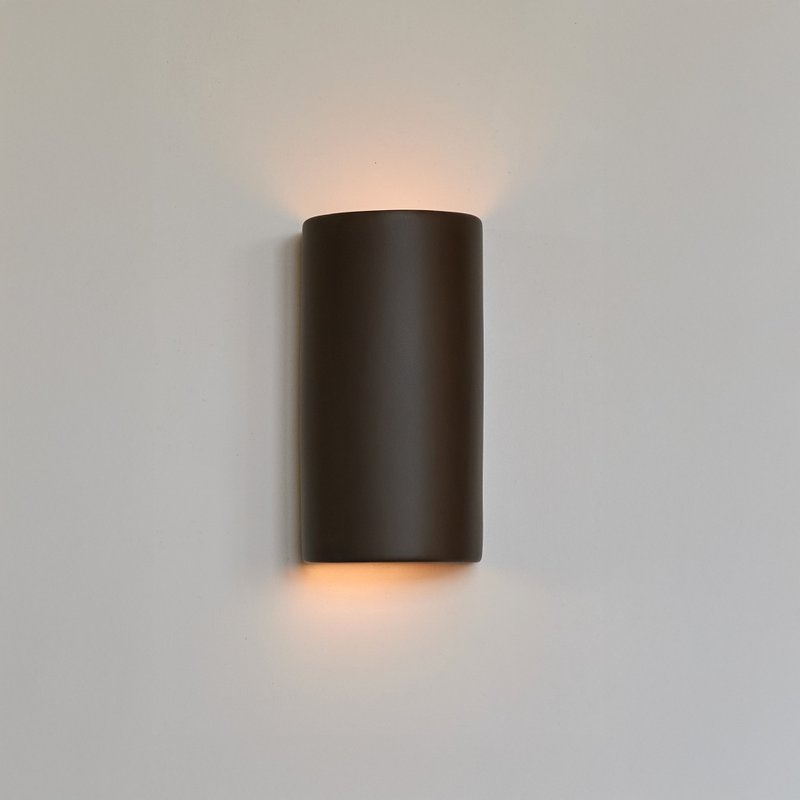 Elegant Minimalist Brown Ceramic Wall Sconce - Handcrafted Up Down Light Fixture - 燈具/燈飾 - 黏土 咖啡色