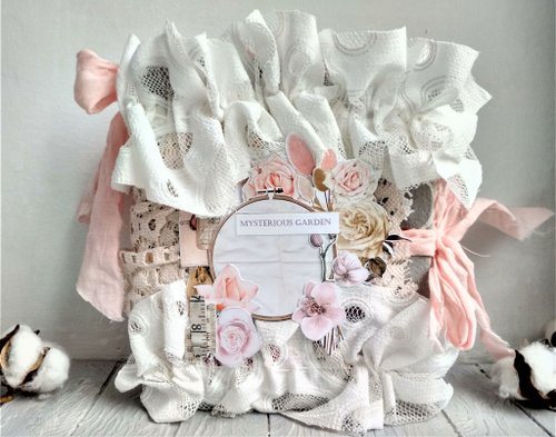 Flower junk journal handmade Roses notebook diary Lace vintage diary romantic