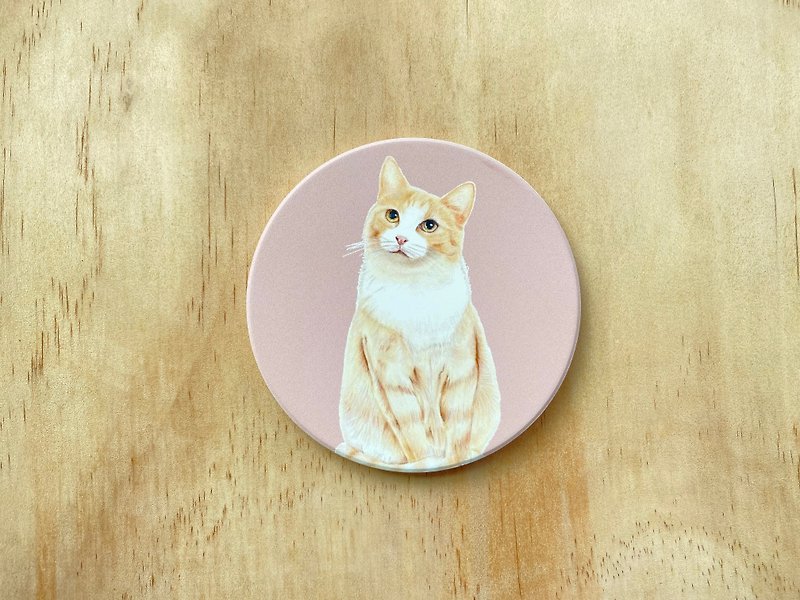 Orange cat-ceramic absorbent coaster - Coasters - Pottery White