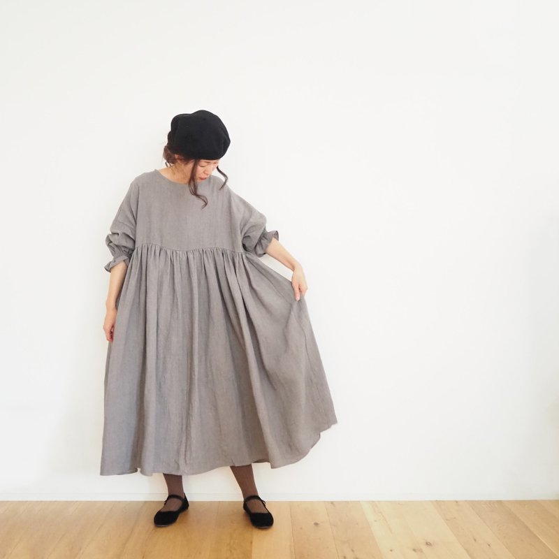 -EVA dedicated page-  gather one-piece BLACK/Msize - 洋裝/連身裙 - 棉．麻 黑色