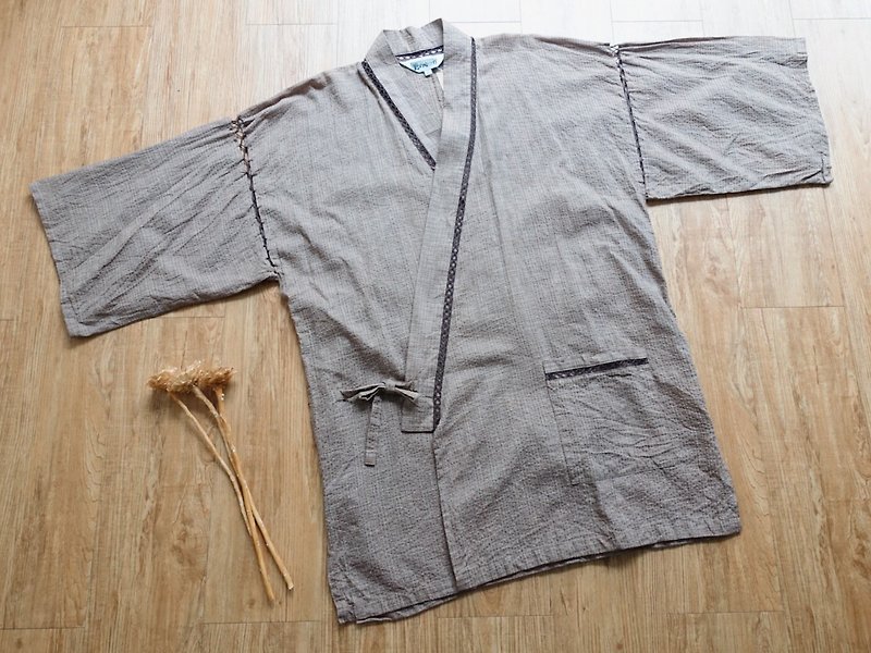 Vintage 和服  / 甚平 no.109 - 外套/大衣 - 棉．麻 卡其色