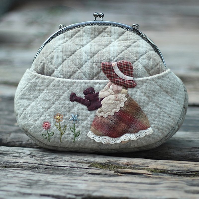 ❖ handmade material package - shy girl shy boy & Rustic Style Handle bags ❖ - Knitting, Embroidery, Felted Wool & Sewing - Cotton & Hemp Pink