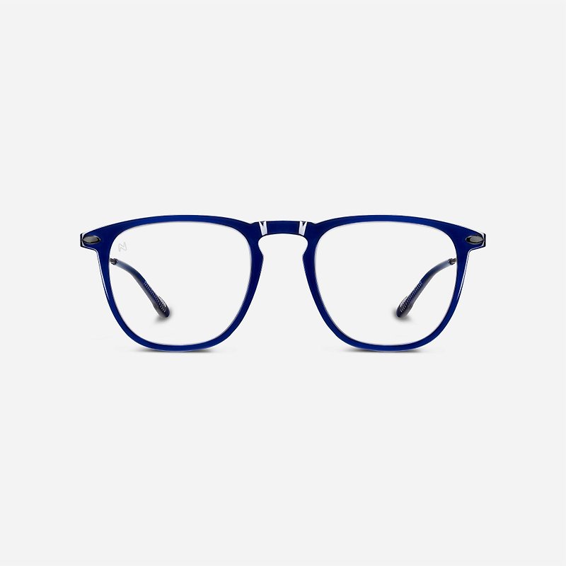 法國 Nooz 抗藍光造型平光眼鏡鏡腳便攜款明(透明鏡片)矩形-深藍 - 眼鏡/眼鏡框 - 其他材質 咖啡色