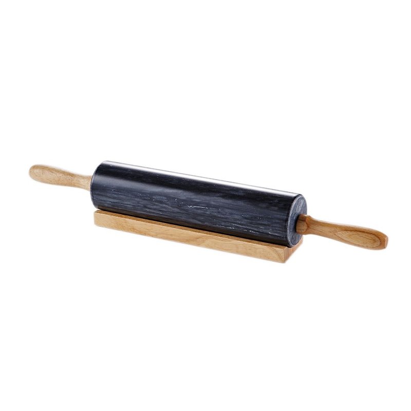 Marble Handle Noodle Stick [Black Wooden Handle] Open Crisp Fondant/Natural Baking Tools/Made in MIT Taiwan - Cookware - Stone 