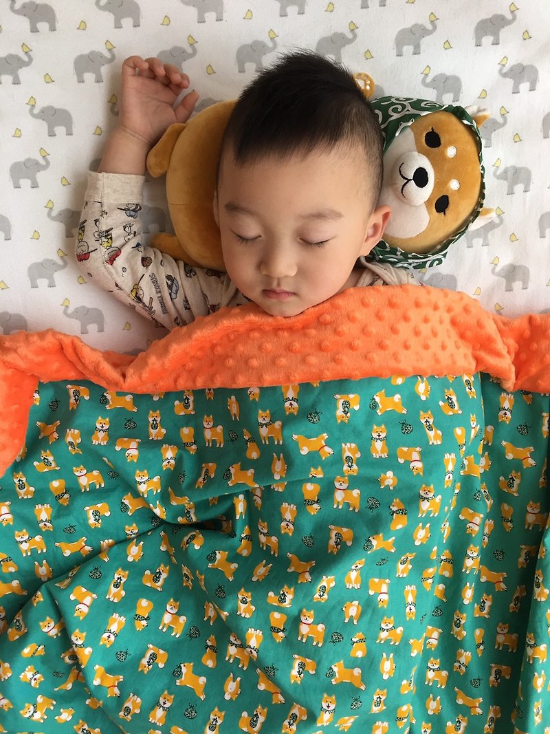Hush Baby Handmade Receiving Blanket (ShibaInu+Pumpkin) - ผ้าปูที่นอน - วัสดุอื่นๆ หลากหลายสี